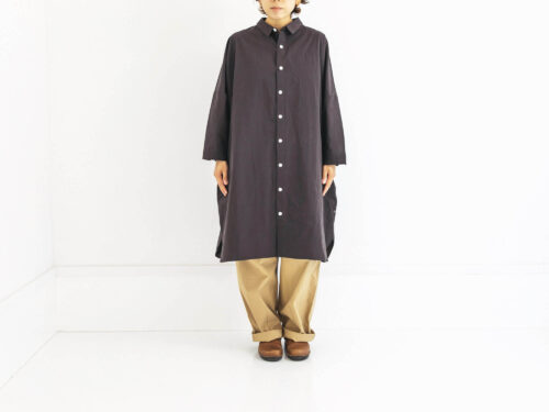 やわらかコットン/ロングシャツ 004/ダークグレー(ユニセックス)/HUIS